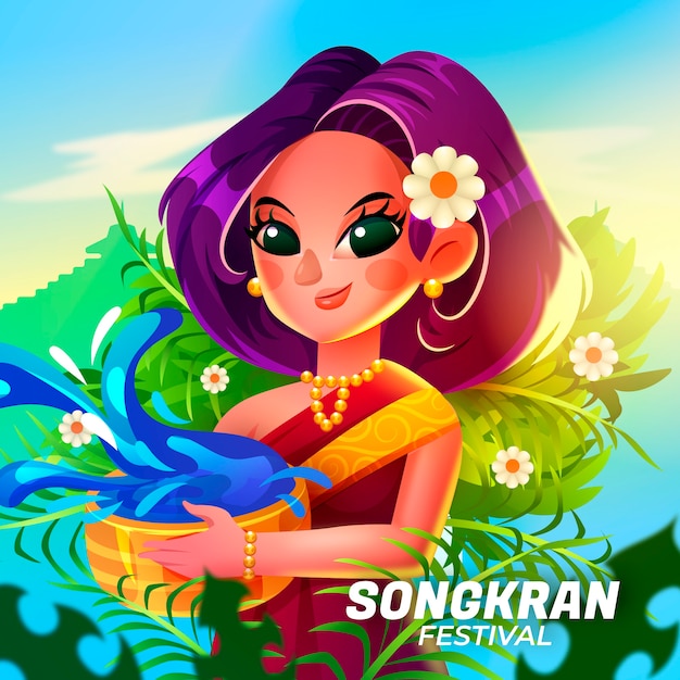 Vector realistische songkran-illustratie