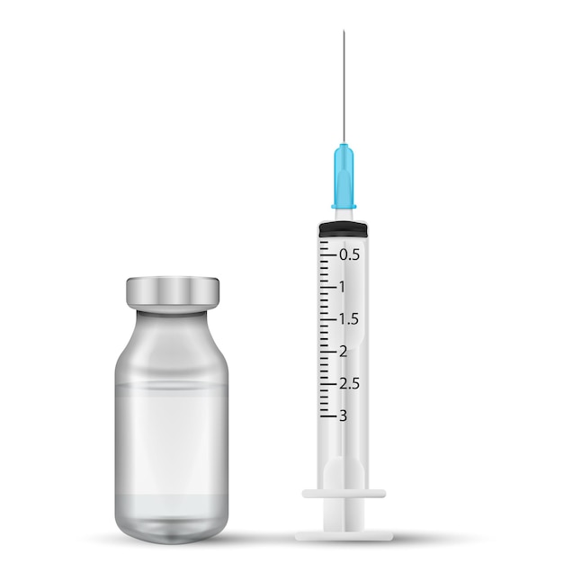 Realistische spuit en vaccin flacon Vector illustratie