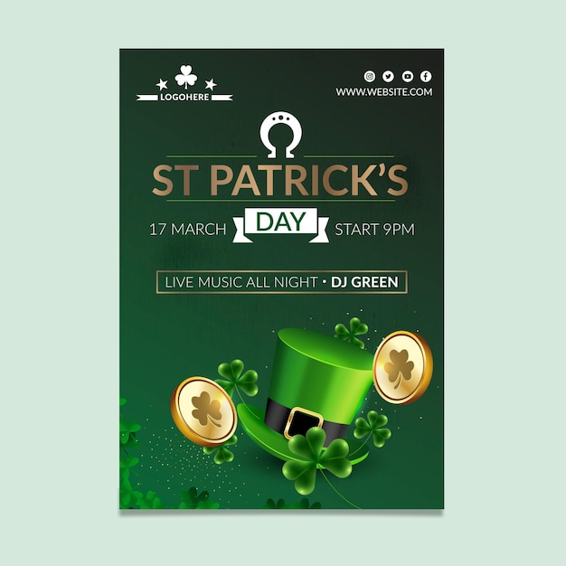 Realistische st. patrick's day flyer-sjabloon