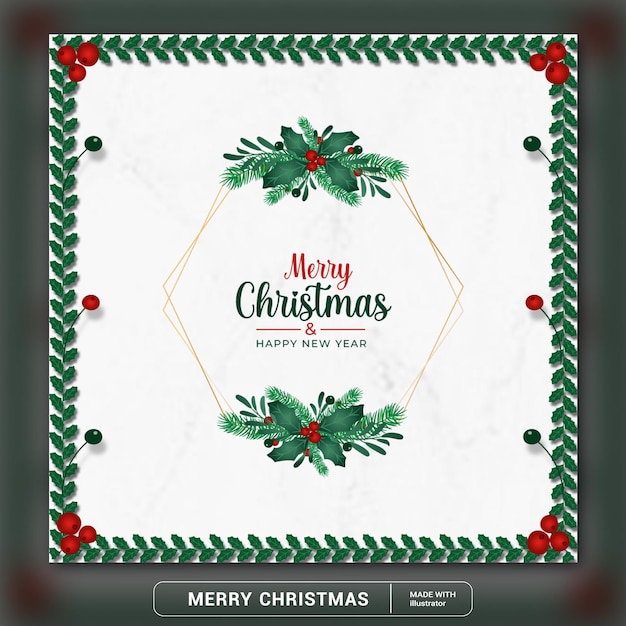 Vector realistische stijl prettige kerstdagen en nieuwjaar frame achtergrond met ornamenten promotie banner