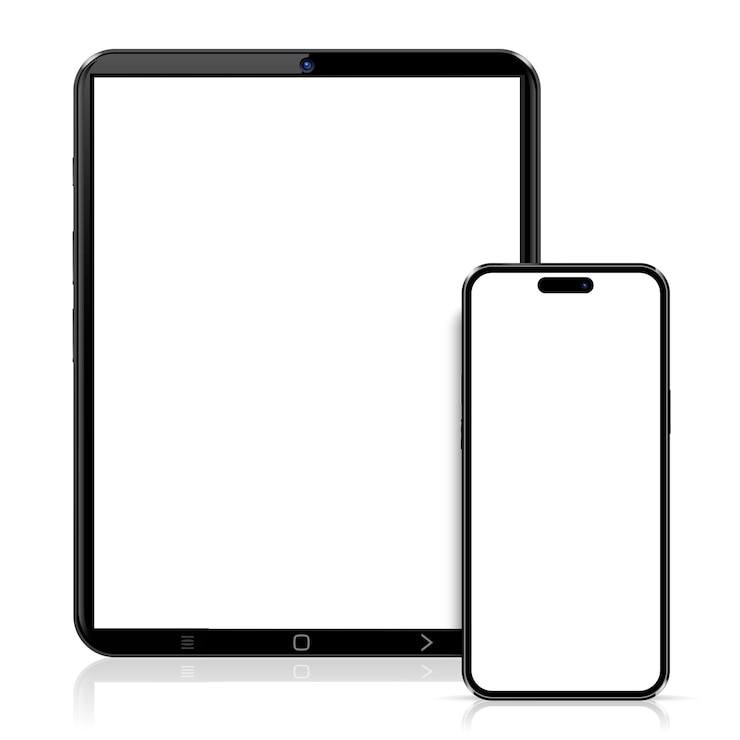 Vector realistische tablet en smartphone met leeg schermmodel