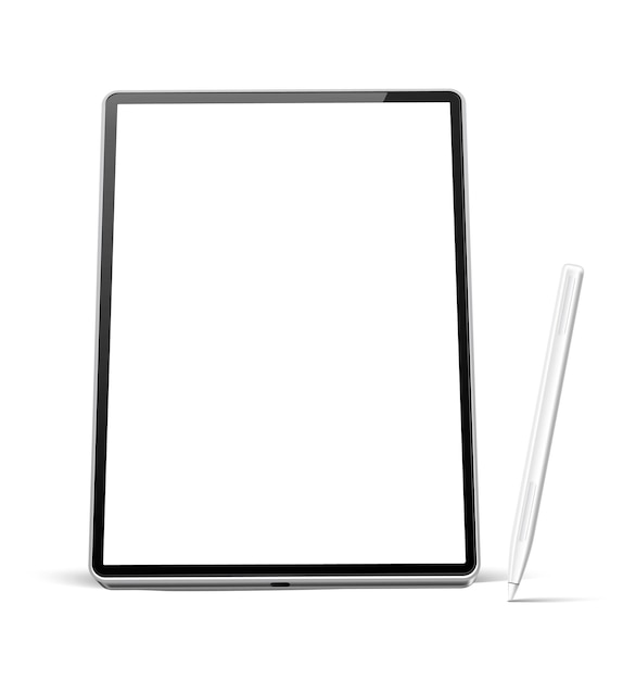 Realistische tablet met witte pen voor digitale kunst leeg schermapparaat met stylus