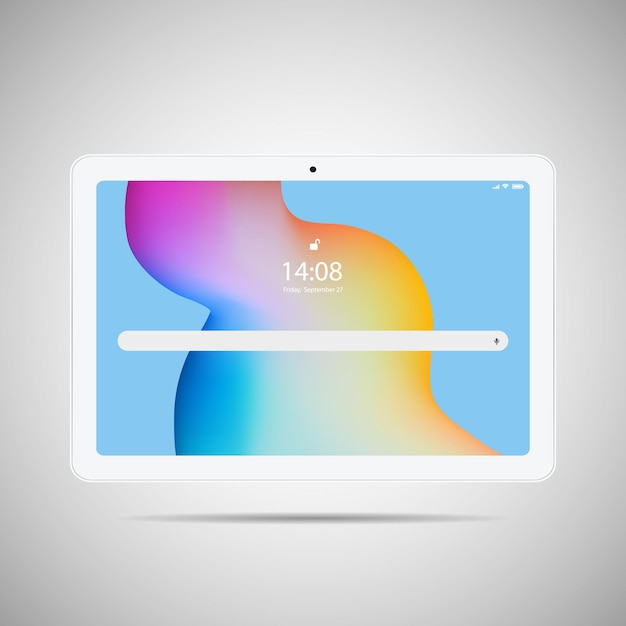 Realistische tablet-pc Vectorillustratie in trendy dun frame-ontwerp met zijaanzicht aan de voorkant