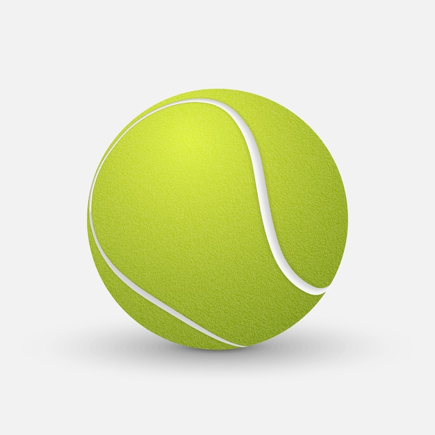 Realistische tennisbal die op witte achtergrond wordt geïsoleerd.