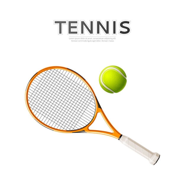 realistische tennisracket en groene bal