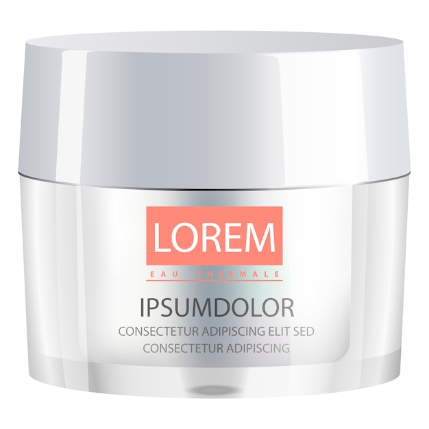 Realistische transparante cosmetische pot met deksel Vector