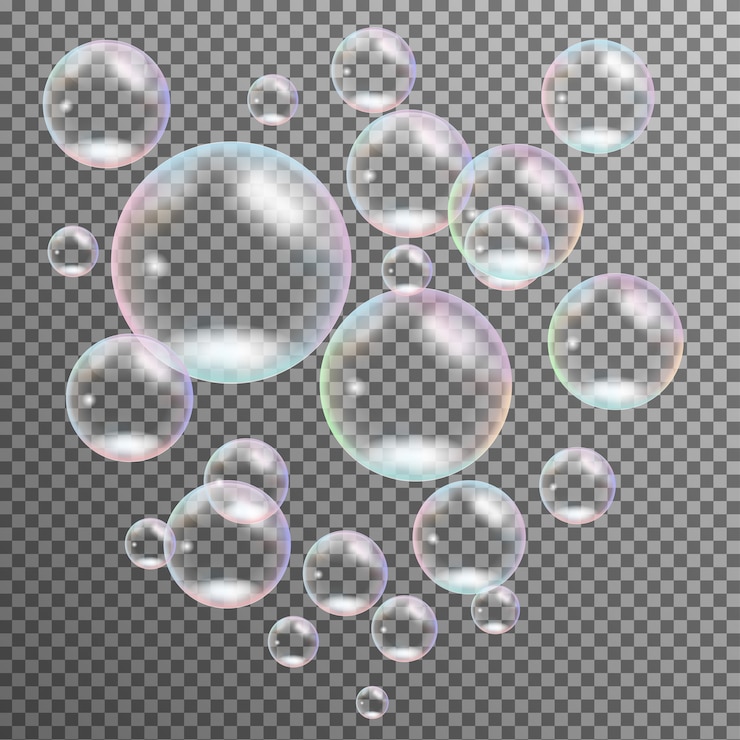 Vector realistische transparante veelkleurige zeepbels geïsoleerde vector. bol, ontwerp water