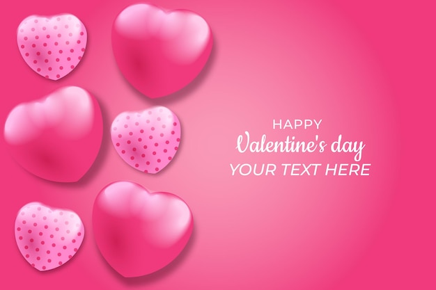 Realistische Valentijnsdag achtergrond met rode en roze harten