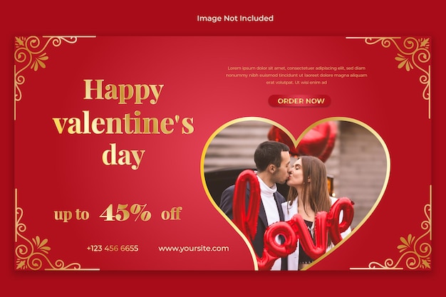 Realistische Valentijnsdag verkoop horizontale banner premium Vector