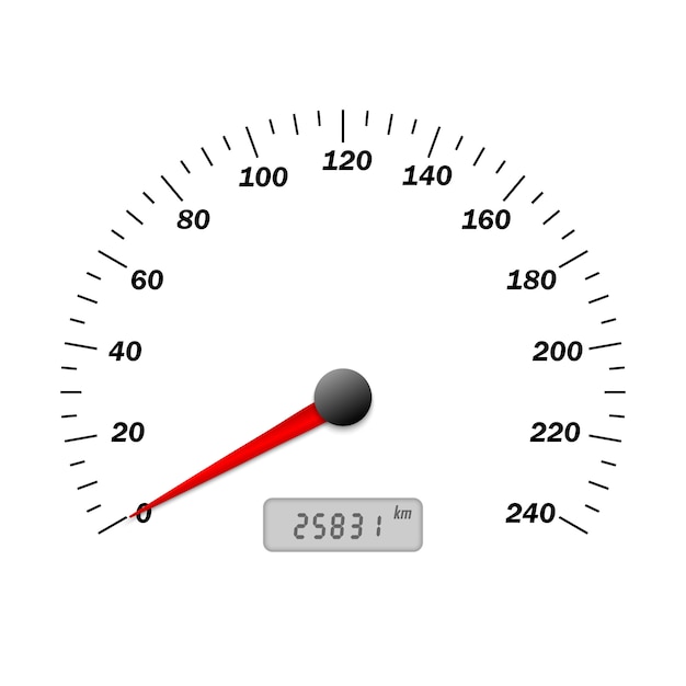 Vector realistische vector auto snelheidsmeter interface. dashboard-paneel