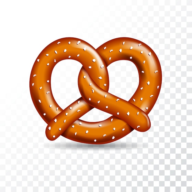 Vector realistische vector smakelijke pretzel illustratie op de witte transparante achtergrond.