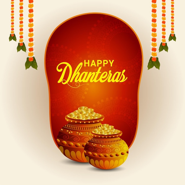 Realistische vector voor gelukkige dhanteras indian festival banner