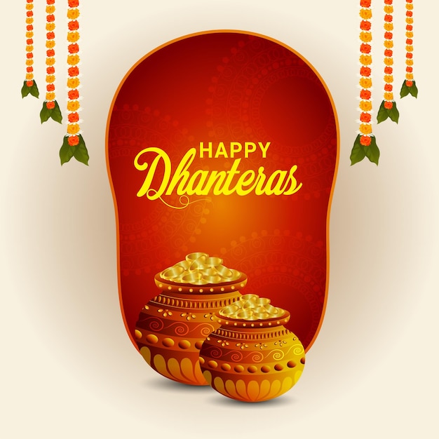 Realistische vector voor gelukkige dhanteras indian festival banner