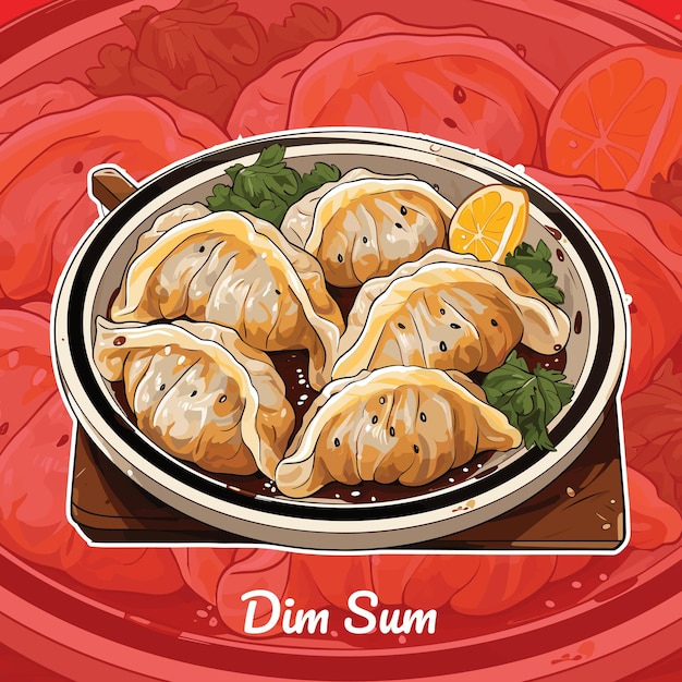 Vector realistische vectorillustratie van dim sum