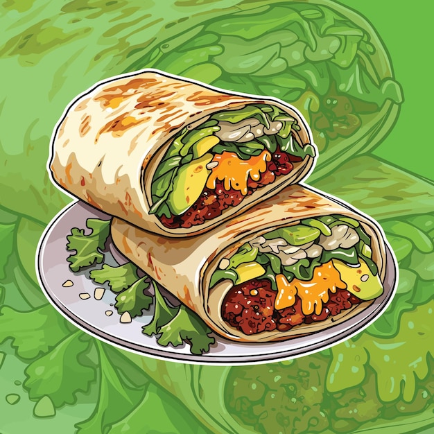 Realistische vectorillustratie van een burrito