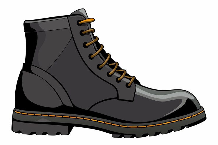Vector realistische vectorillustratie van een nieuwe zwarte lederen schoen op witte achtergrond