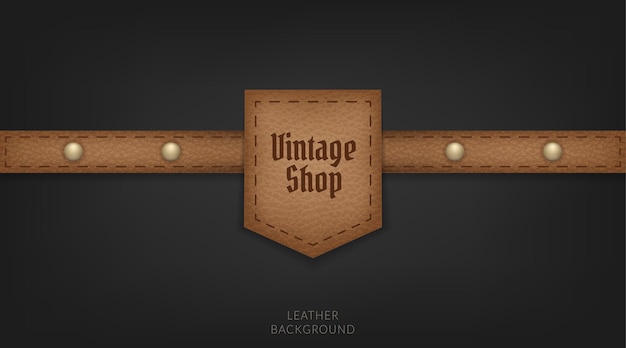 Vector realistische vectorillustratie van een vintage lederen label met metalen gesp perfect voor kleding