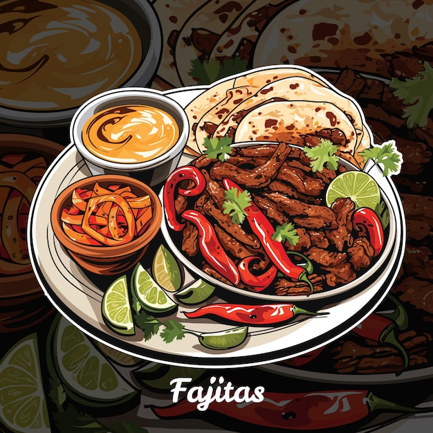 Realistische vectorillustratie van Fajitas