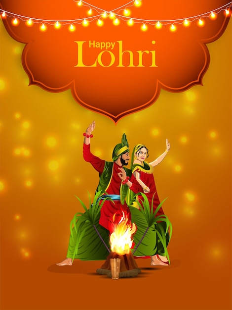 Realistische vectorillustratie van gelukkige lohri-vieringskaart