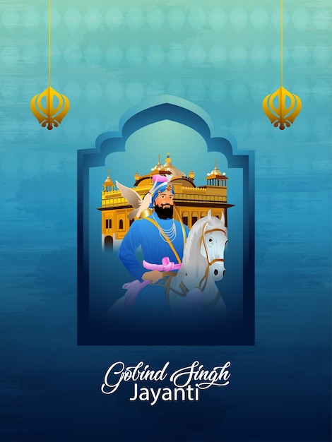 Realistische vectorillustratie van goeroe gobind singh ji voor happy gurupurab