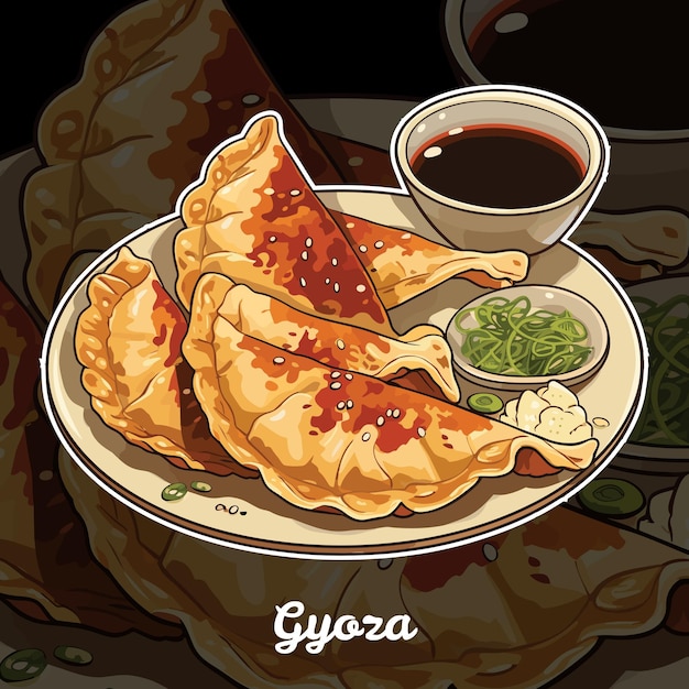 Vector realistische vectorillustratie van gyoza