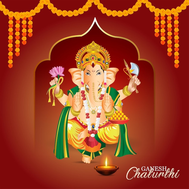 Realistische vectorillustratie van lord ganesha voor happy ganesh chaturthi