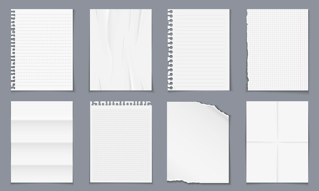 Vector realistische verschillende blanco vellen papier