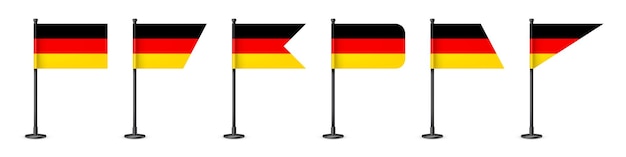 Realistische verschillende Duitse tafelvlaggen op een zwarte stalen paal souvenir uit Duitsland bureauvlag gemaakt van