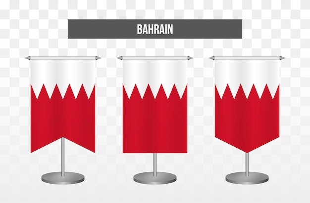 Realistische verticale 3D-vector illustratie Bureau vlaggen van Bahrein geïsoleerd