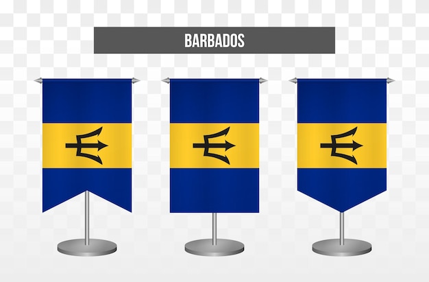 Realistische verticale 3D-vector illustratie Bureau vlaggen van Barbados geïsoleerd