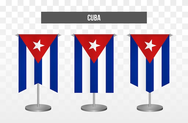 Realistische verticale 3d-vector illustratie bureau vlaggen van cuba geïsoleerd