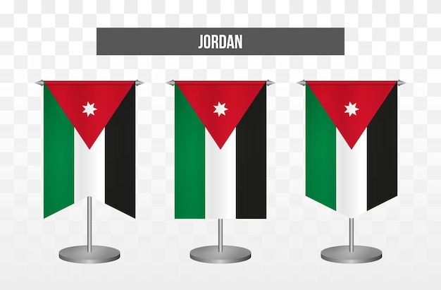 Realistische verticale 3D-vector illustratie Bureau vlaggen van Jordanië geïsoleerd