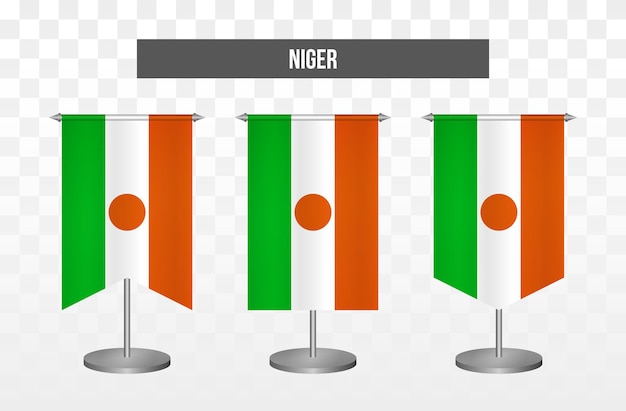Realistische verticale 3D-vector illustratie Bureau vlaggen van Niger geïsoleerd