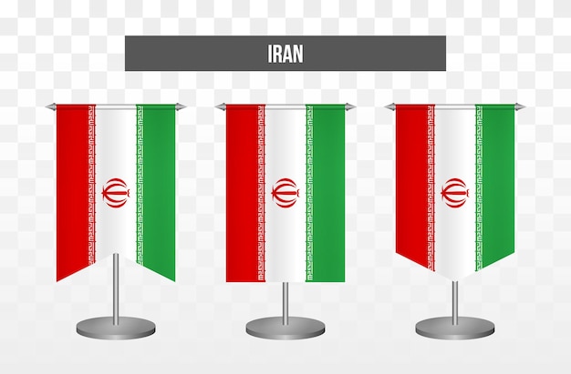 Realistische verticale 3D-vector illustratie bureauvlaggen van iran geïsoleerd