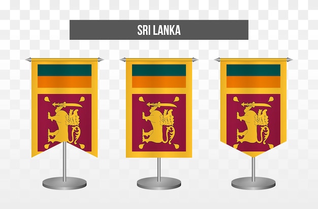 Realistische verticale 3D-vector illustratie bureauvlaggen van Sri Lanka geïsoleerd