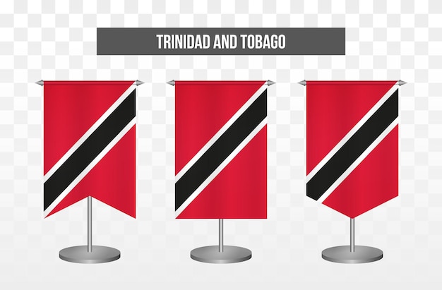 Realistische verticale 3D-vector illustratie Bureauvlaggen van Trinidad Tobago geïsoleerd