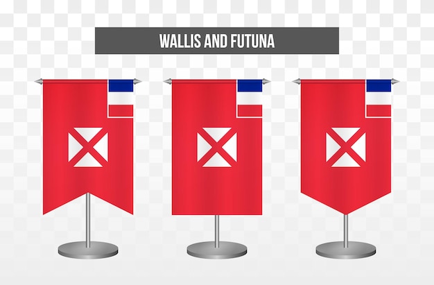 Realistische verticale 3D-vector illustratie bureauvlaggen van wallis en futuna geïsoleerd