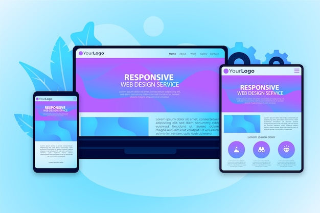 Realistische verzameling responsieve website-ontwerpen