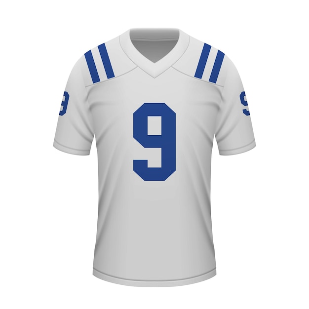 Vector realistische voetbal uit jersey indianapolis shirt sjabloon