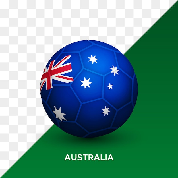 Realistische voetbal voetbal bal mockup met Australië vlag 3d vector illustratie geïsoleerd