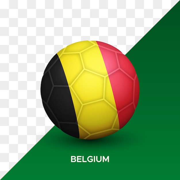 Realistische voetbal voetbal bal mockup met België vlag 3d vector illustratie geïsoleerd