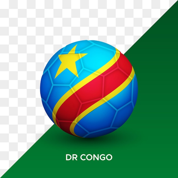 Realistische voetbal voetbal bal mockup met Congo democratische rep vlag 3d vector illustratie geïsoleerd