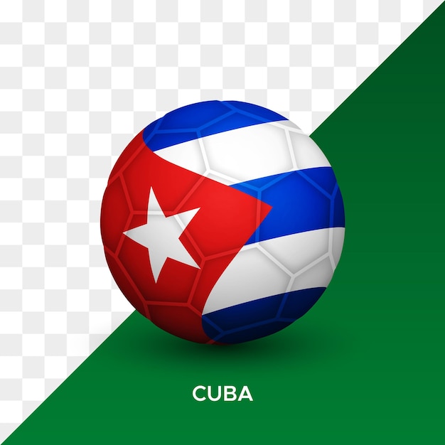 Realistische voetbal voetbal bal mockup met Cuba vlag 3d vector illustratie geïsoleerd