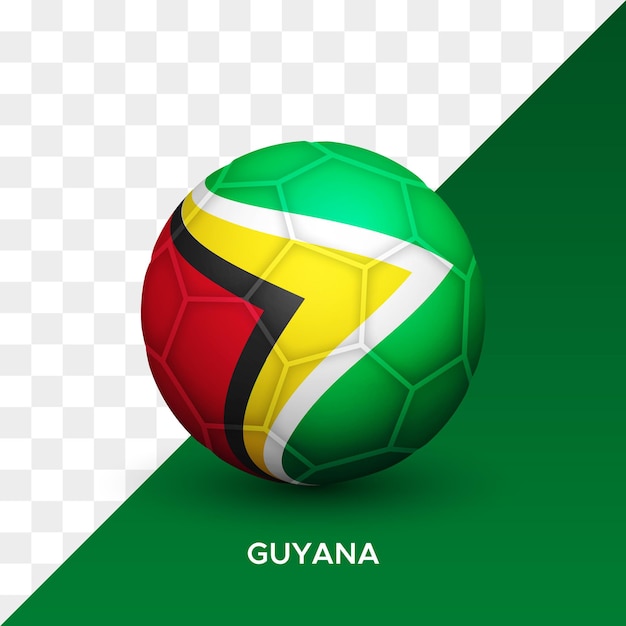 Realistische voetbal voetbal bal mockup met Guyana vlag 3d vector illustratie geïsoleerd