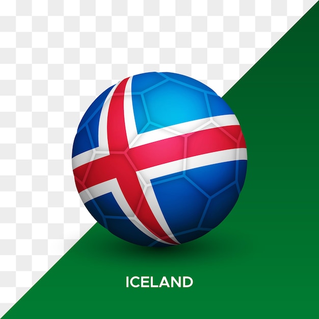 Realistische voetbal voetbal bal mockup met IJsland vlag 3d vector illustratie geïsoleerd