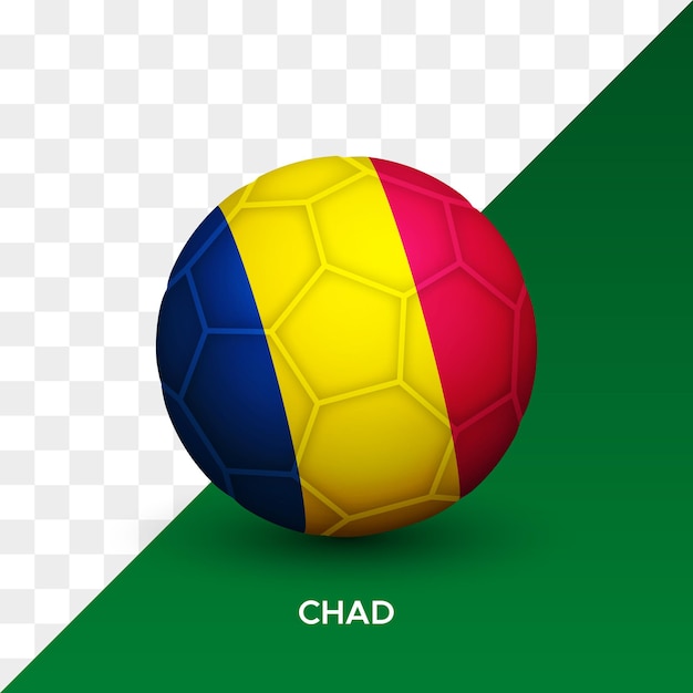 Realistische voetbal voetbal bal mockup met Tsjaad vlag 3d vector illustratie geïsoleerd