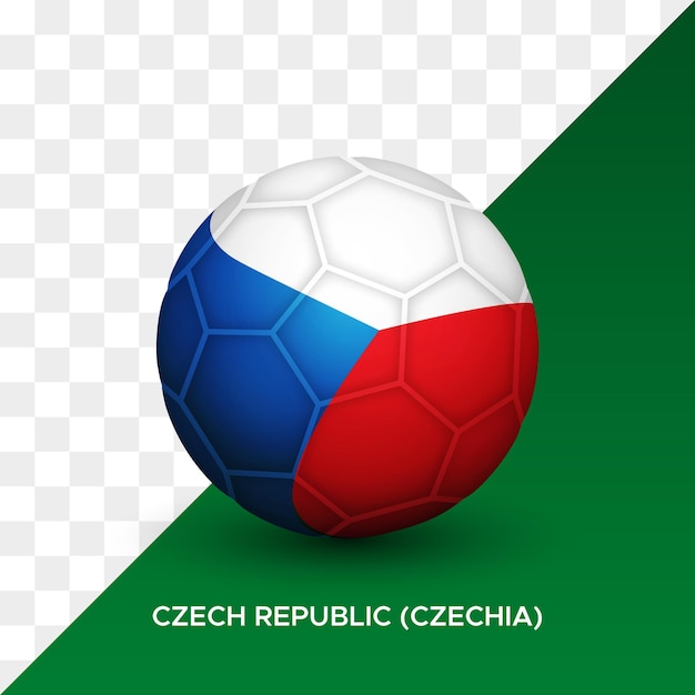 Realistische voetbal voetbal bal mockup met tsjechische republiek tsjechië vlag 3d vector illustratie