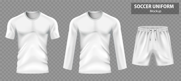 Realistische voetbalteam uniform mockup set