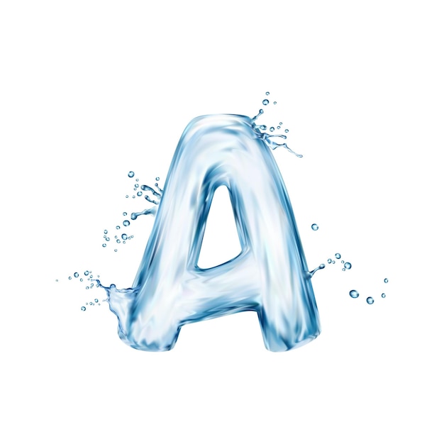 Realistische waterletter letter A flow splash type