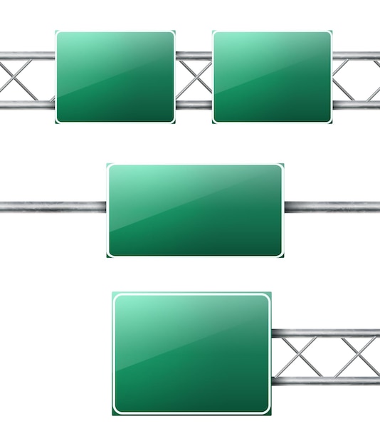 Realistische weg snelweg groene borden set